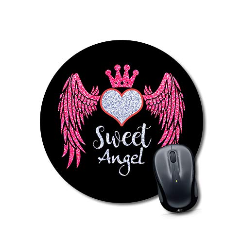 Sweet Angel Heart Round Mouse Pad