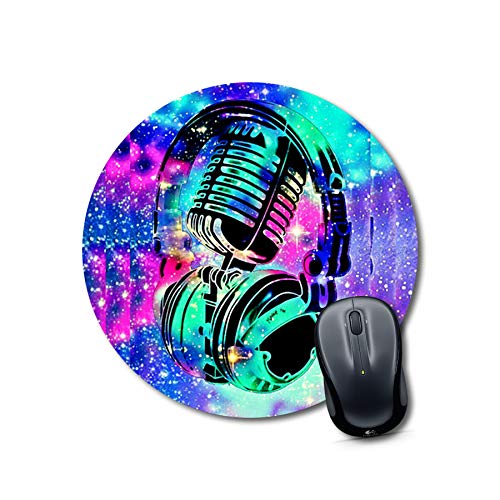 Galaxy Headphones Round Mouse Pad