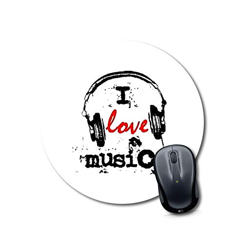 I Love Music Round Mouse Pad