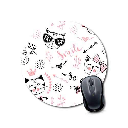 Cute Cat Print Round Mouse Pad