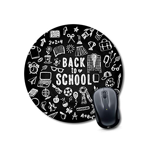 Back To School Doodle Round Mousepad