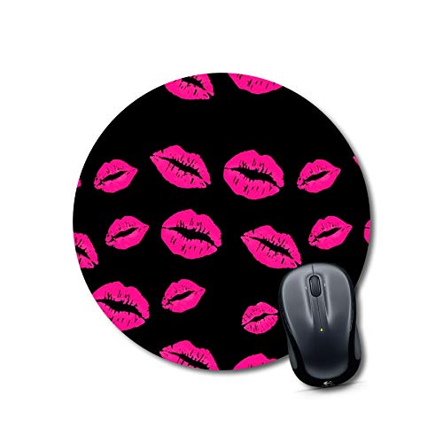 Hot Pink Lips Round Mouse Pad