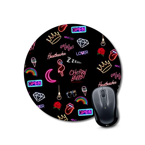 Round Neon Graphic Desk Mouse Pad