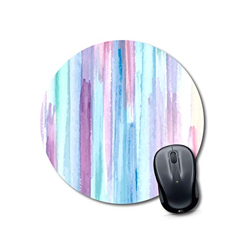 Pastel Watercolor Stripe Round Mouse Pad