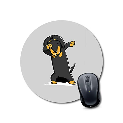 Dabbing Dachshund Round Mouse Pad