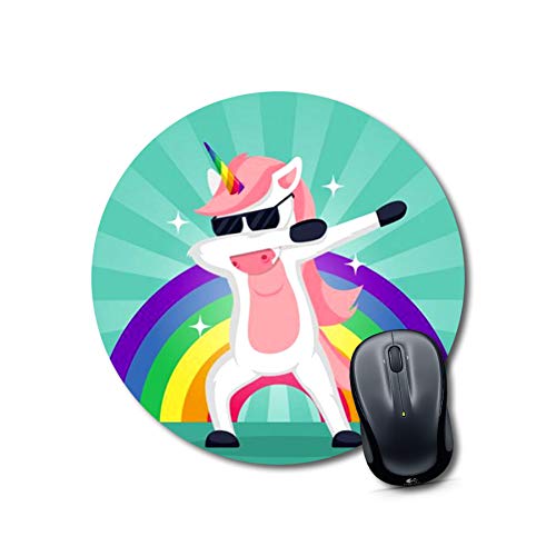 Dabbing Unicorn Round Mouse Pad
