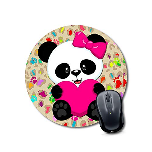 Round Cute Panda Heart Mouse Pad