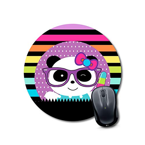 Cute Panda Glasses Round Mousepad