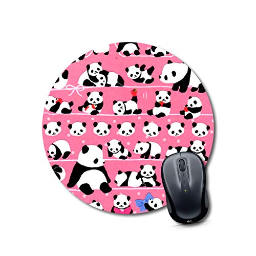 Cute Pink Panda Round Mouse Pad