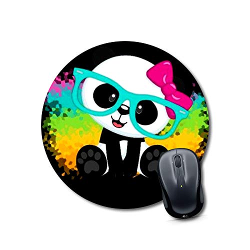 Round Panda With Glasses Mouse Pad