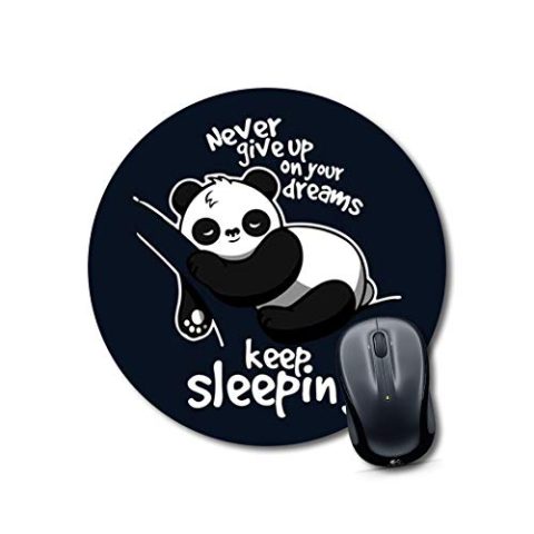 Round Sleeping Panda Quote Mouse Pad