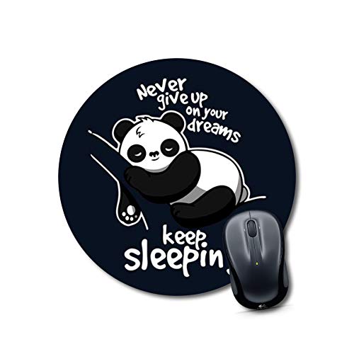Round Sleeping Panda Quote Mouse Pad