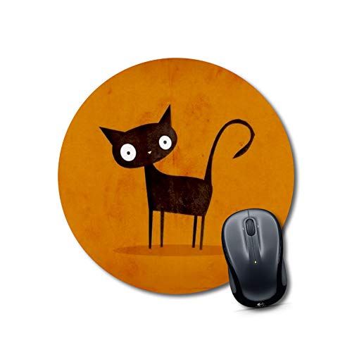 Round Black Cat Desk Pad