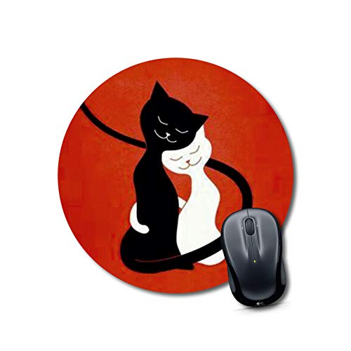 Round Hugging Cats Desk Mouse Pad