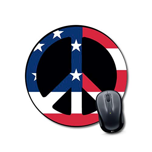 American Peace Sign Round Mouse Pad
