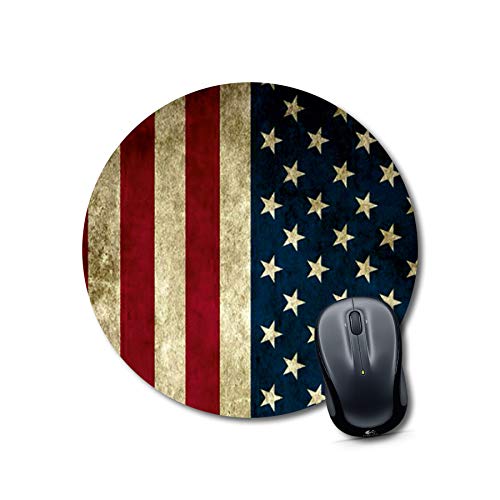 Round Vintage US Flag Mouse Pad