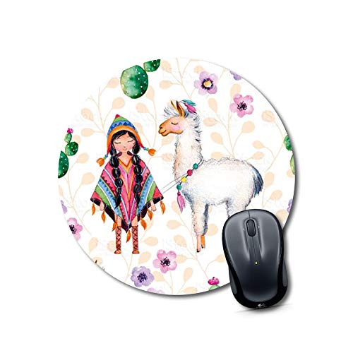 Boho Llama And Girl Mouse Pad