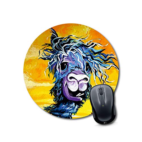 Round Llama Art Mouse Pad