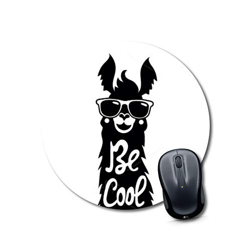 Round Be Cool Llama Mouse Pad
