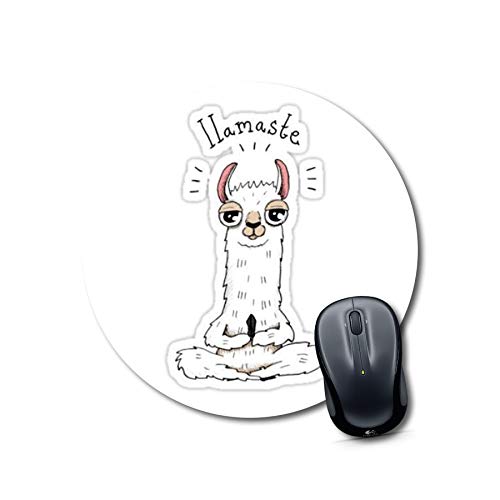 Llamaste Yoga Llama Round Mouse Pad