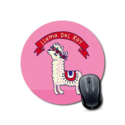 Llama Del Rey Round Mouse Pad