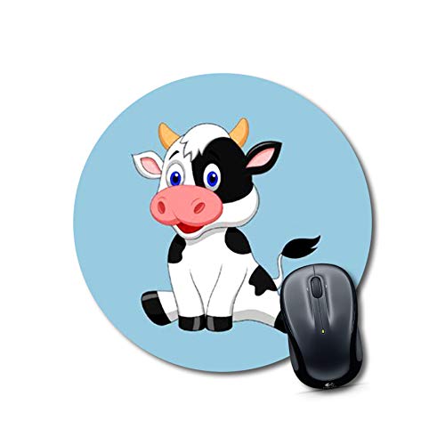 Cute Cartoon Cow Round Mouse Pad