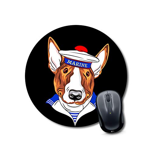 Marine Bull Terrier Round Mousepad