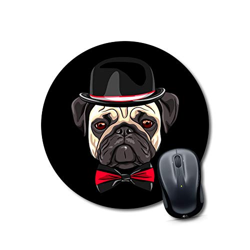 Dapper Pug Round Desk Mouse Pad