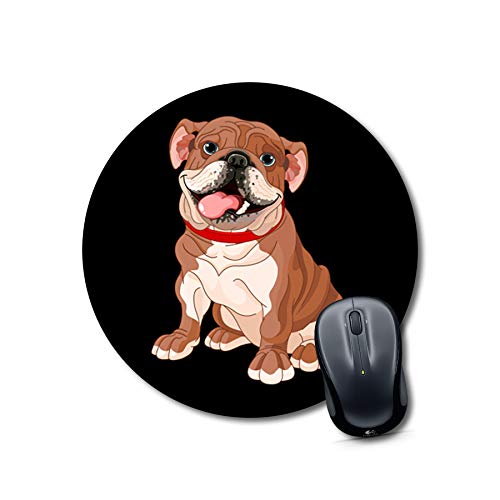 Happy Bulldog Round Desk Mouse Pad