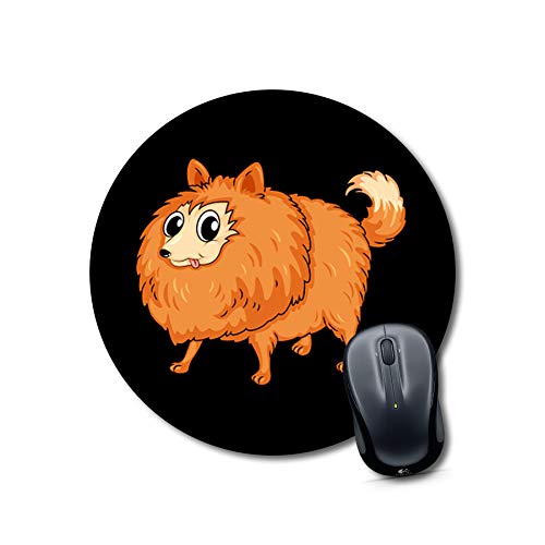 Fluffy Pomeranian Round Mouse Pad