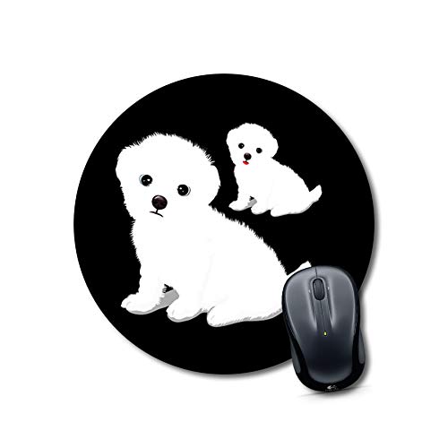 White Puppy Round Mouse Pad