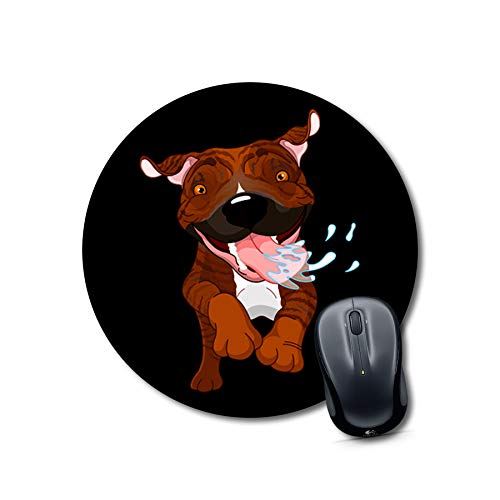 Happy Brindle Dog Round Mouse Pad