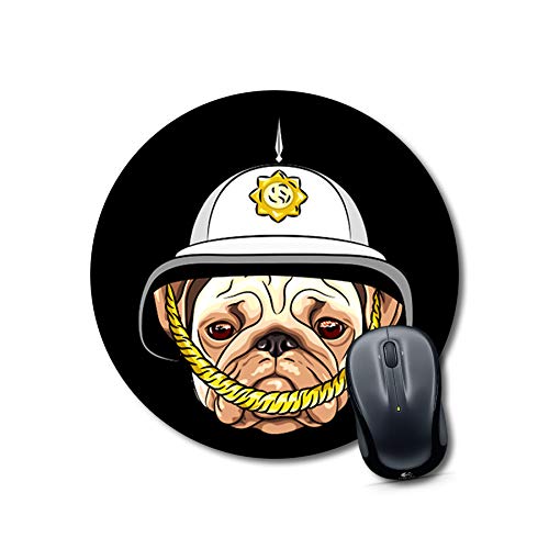Pug in Helmet Round Mouse Pad