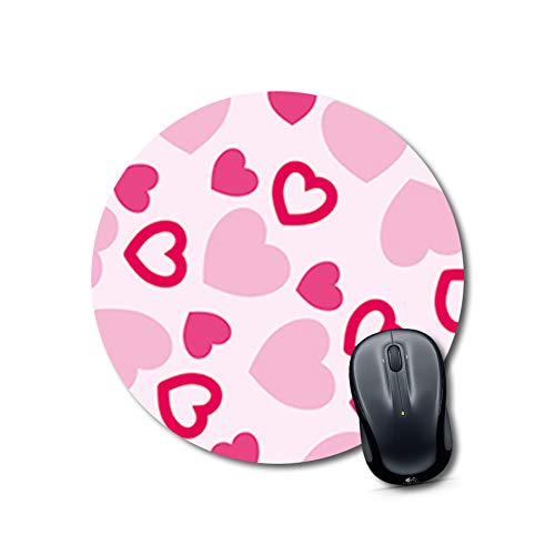 Pink Hearts Round Mouse Pad