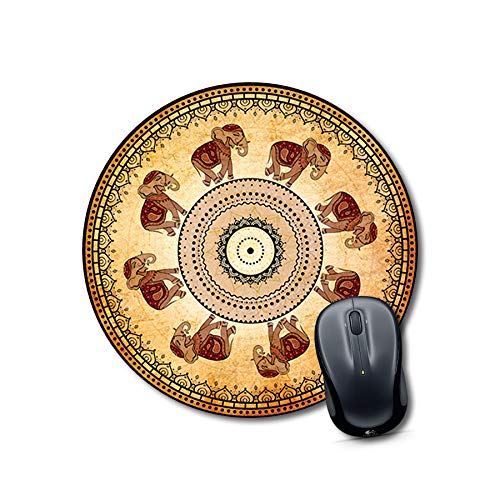 Round Mandala Elephant Mouse Pad