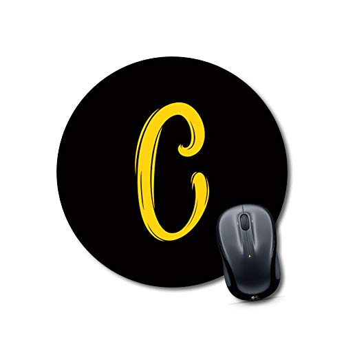 Yellow Letter C Round Mouse Pad