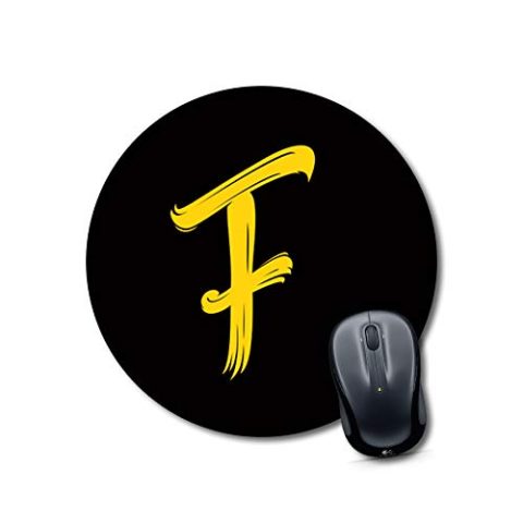 Crafty Worth mouse pad for boys for sports Alphabet F Mouse pad Round Mouse Pad for Laptop/pc (9X9 Inches)