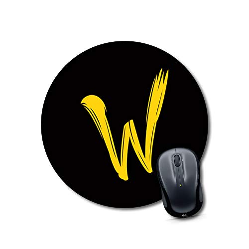 Yellow Letter W Round Mouse Pad