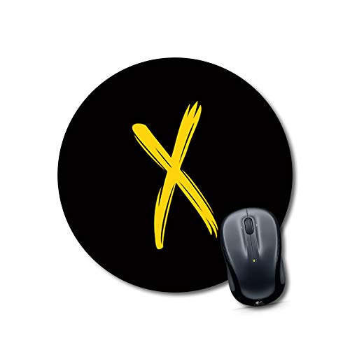 Yellow X Round Mouse Pad