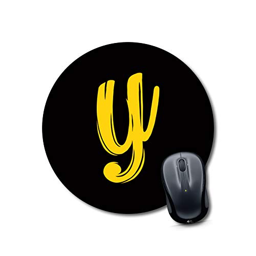 Round Black And Yellow Letter Y Mousepad