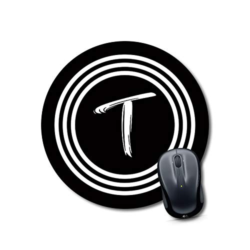 Round Letter T Monogram Mouse Pad