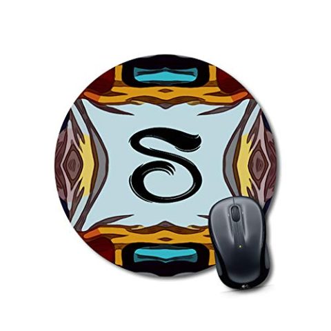 Crafty Worth mouse pad black Alphabet S Mouse pad Round Mouse Pad for Laptop/pc (9X9 Inches)