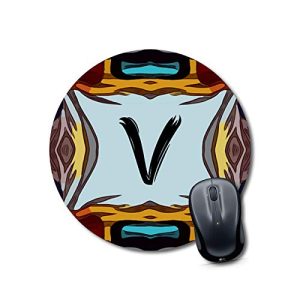 mouse pad blue Alphabet V Mouse pad Round Mouse Pad for Laptop/pc (9X9 Inches)