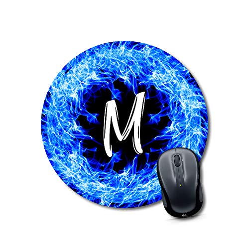 Blue Fire Alphabet M Mouse Pad