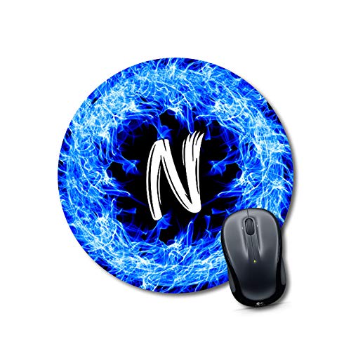 Blue Fire Letter N Mouse Pad