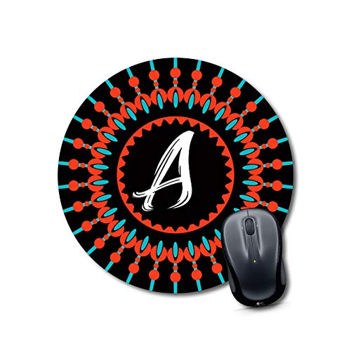 Alphabet A Mandala Round Mouse Pad