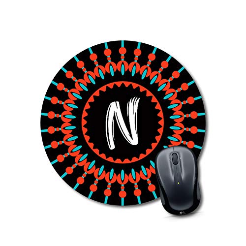 Round Letter N Mandala Mouse Pad
