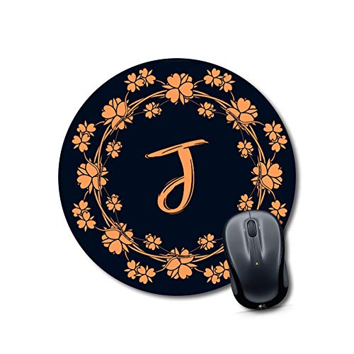 Floral Letter J Round Mouse Pad