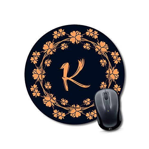 Floral Letter K Round Mouse Pad
