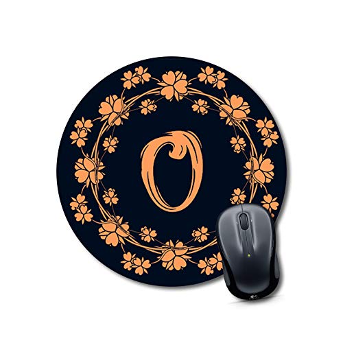 Floral Letter O Round Mouse Pad